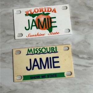 Customizable State Mini License Plates - White and Cream